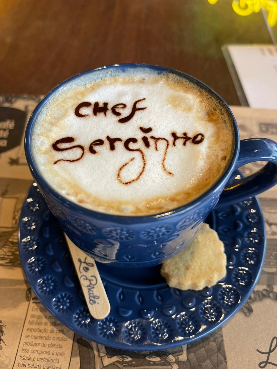 Caffè latte especial do Le Brulé para o chef Serginho Jucá.